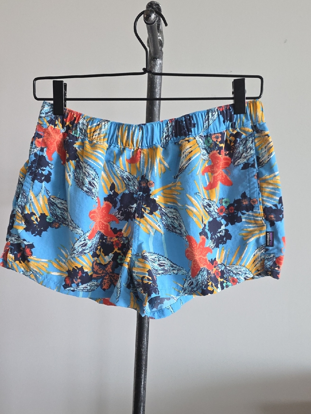 Patagonia Barely Baggies Blue Floral Print Athletic Shorts